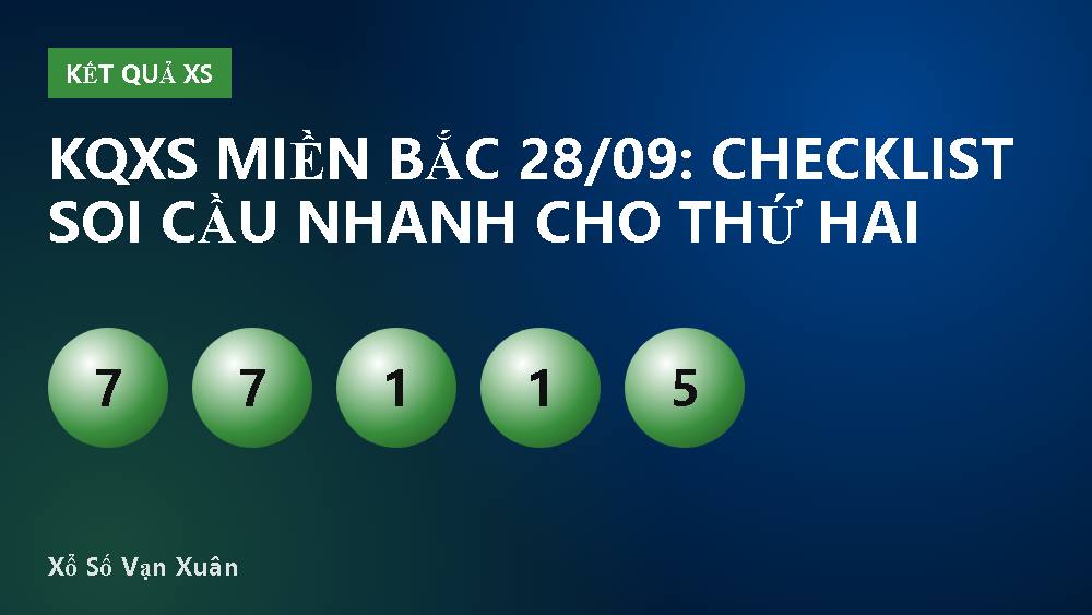 KQXS Miền Bắc 28/09: Checklist Soi Cầu Nhanh Cho Thứ Hai
