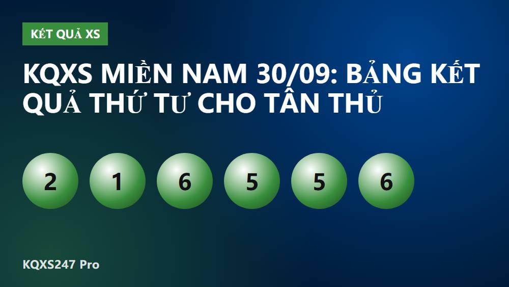 KQXS miền Nam 30/09: Bảng kết quả Thứ Tư cho tân thủ